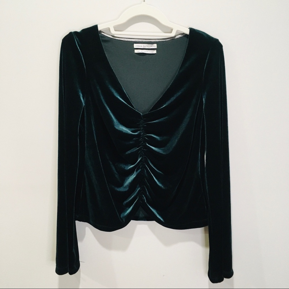 Urban Outfitters Marie Cinched V Neck Velvet Top